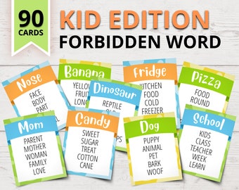 Forbidden Word Game for Kids | Printable Kid-Edition Word Party Game | Birthday Party Games for Kids | Classroom Games for Kids
