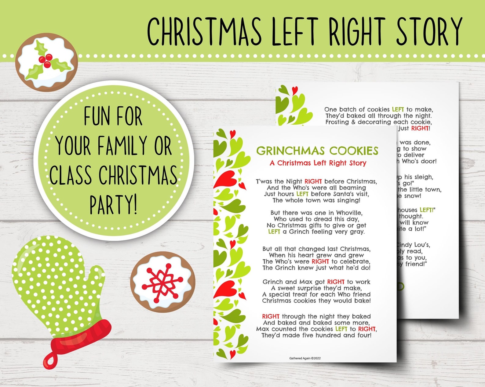 Grinchmas Cookies Christmas Left Right Game | Printable Grinch Left ...