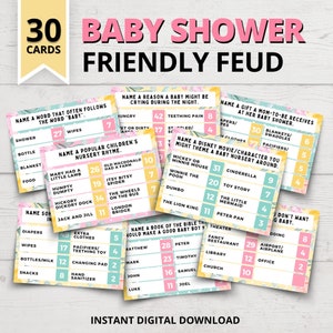 Gioco di faida amichevole per baby shower / Gioco in stile faida familiare per baby shower / Feud per baby shower / Giochi divertenti per baby shower / Giochi per feste per baby shower