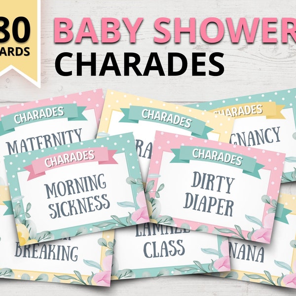 Baby Shower Charades Game | Printable Baby Shower Acting Game | Baby Charades Words |  Baby Shower Party Games | Baby-Edition Charades