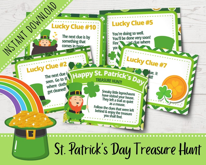St. Patrick's Day Treasure Hunt | St. Patrick's Day Games | Scavenger Hunt | Printable | Instant Download image 1