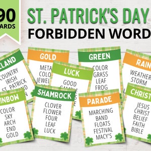 St. Patrick's Day Forbidden Word Game | Printable St. Patrick's Day Taboo-Style Game | St. Patrick's Day Party Games for Kids | Office