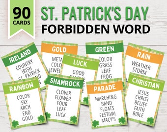 St. Patrick's Day Forbidden Words Game | Printable St. Patrick's Day Word Game | St. Patrick's Day Party Games for Kids
