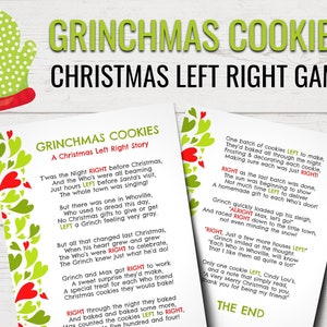 Grinchmas Cookies Christmas Left Right Game | Printable Grinch Left ...