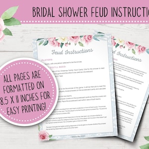 Bridal Shower Friendly Feud Game | Bridal Shower Family Party Game | Bridal Shower Feud | Wedding Friendly Feud | Bridal Shower Games image 4