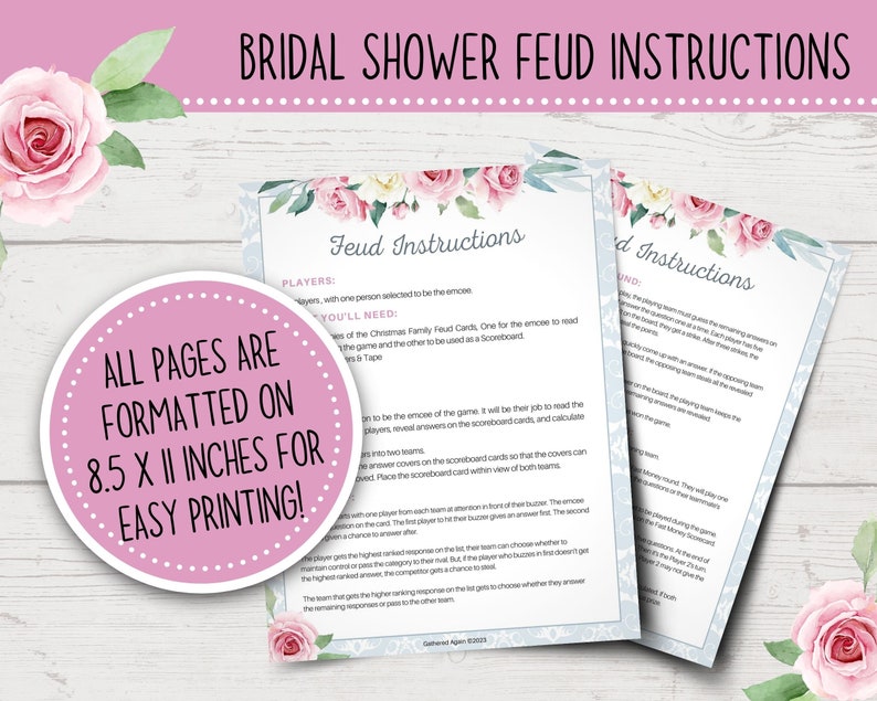 Bridal Shower Friendly Feud Game | Bridal Shower Family Party Game | Bridal Shower Feud | Wedding Friendly Feud | Bridal Shower Games image 4