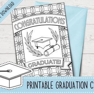| imprimable Carte de graduation de coloriage pour adultes | | de la carte d’études supérieures | de cartes universitaires | de cartes de félicitations Modèle d’enveloppe inclus