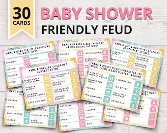 Baby Shower Friendly Feud Game | Baby Shower Family Feud Style Game | Baby Shower Feud | Baby Shower Games | Baby Party Games