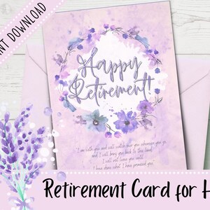 Tarjeta de jubilación imprimible para ella / Tarjeta de jubilación cristiana para mujeres / Tarjetas imprimibles / Plantilla de sobre incluida