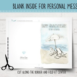 Printable Anniversary Card for Husband | Beach Anniversary Card for Him ...