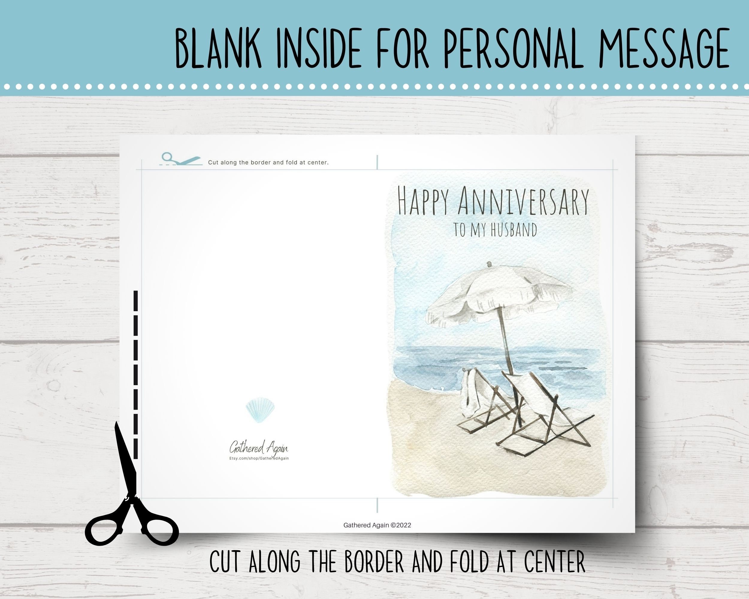 Printable Anniversary Card for Husband | Beach Anniversary Card for Him ...