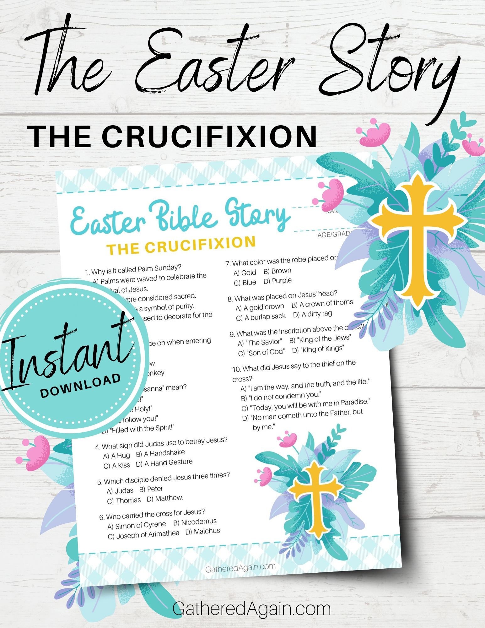 The Easter Bible Story Crucifixion Bible Trivia Quiz For Kids Etsy