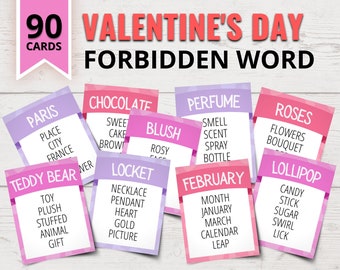 Valentine's Day Forbidden Word Game | Valentine's Day Taboo-Style Game | Printable Valentine's Day Party Games for Kids | Seniors | Office