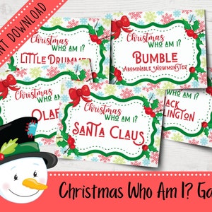 Lustige Weihnachten "Wer bin ich?" Spiel | Weihnachtsparty Spiele | Virtuelle Weihnachten | Büro Weihnachten | Weihnachts Eisbrecher Ideen | Druckbare