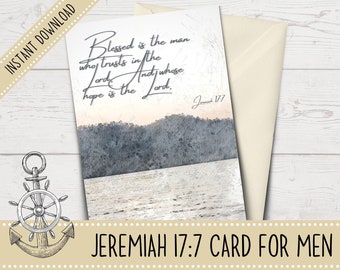 Printable Christian Card for Men | Jeremiah 17:7 | Christian Father&#39;s Day | Birthday Card for Men | Grandfather | Dad | Uncle | Brother
