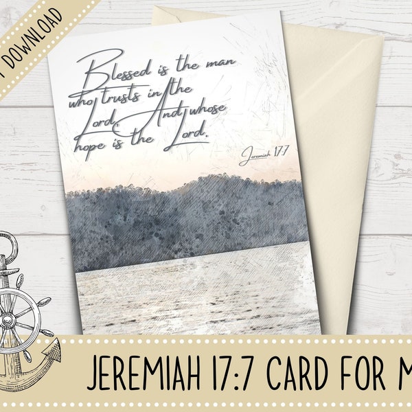 Printable Christian Card for Men | Jeremiah 17:7 | Christian Father's Day | Birthday Card for Men | Grandfather | Dad | Uncle | Brother