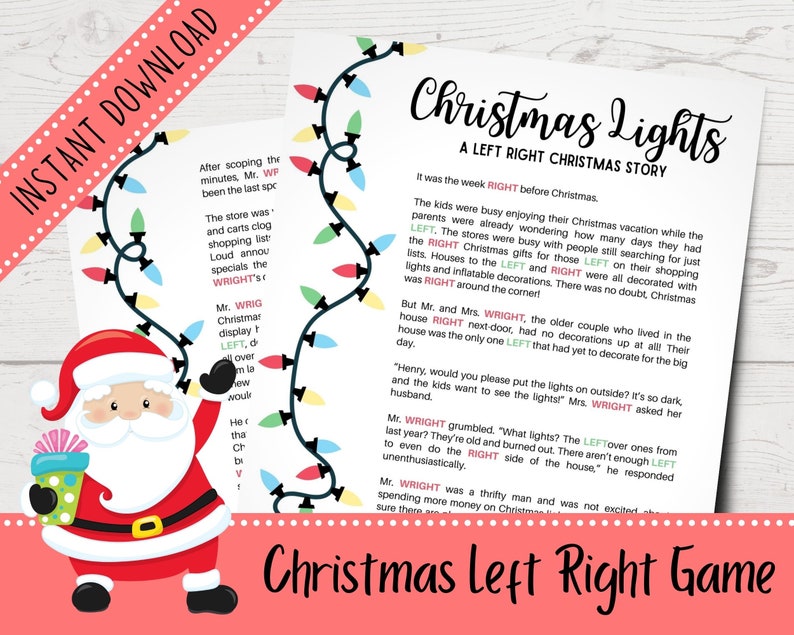 Left Right Christmas Game Funny Christmas Left Right Story Etsy