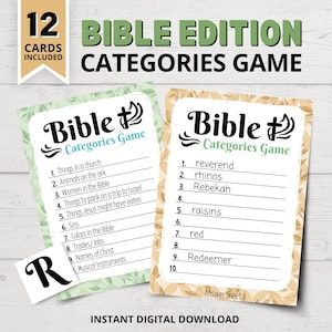 Printable Bible Categories Game | Christian Scattergories-Inspired Game | Bible Party Games | Christain Games for Kids | Sunday School Games