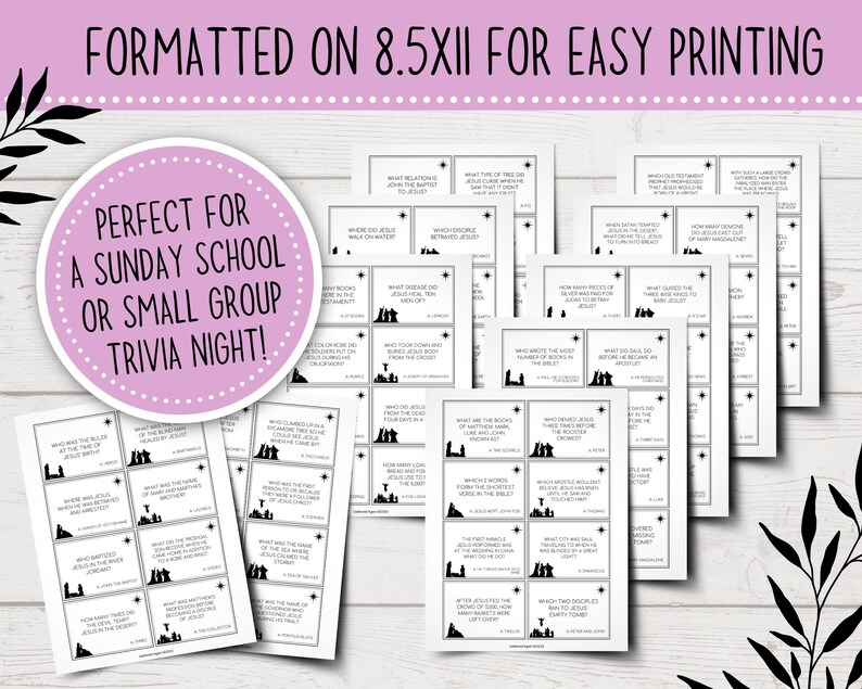 New Testament Bible Trivia Cards Bible Trivia Questions Printable Bible ...