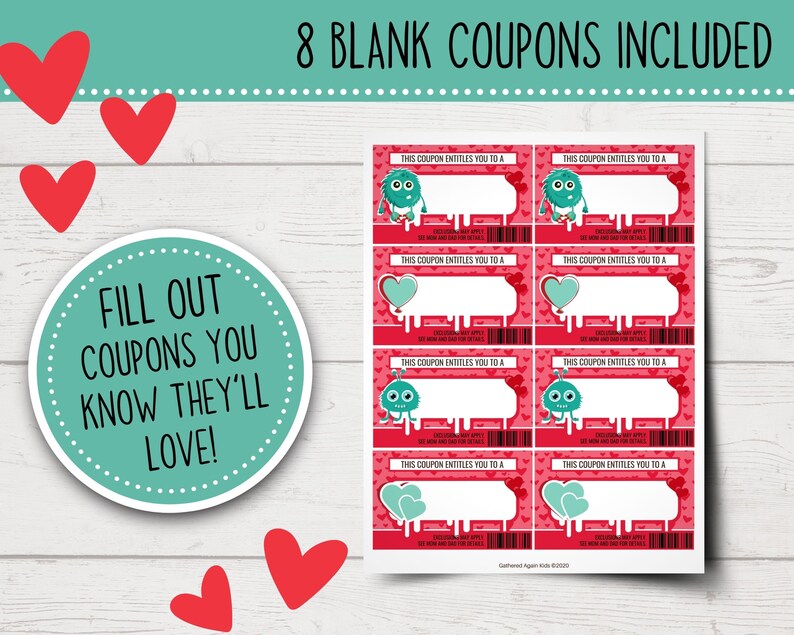 Printable Valentine Coupons for Boys Valentine's Day Coupon Book for Kids Printable Coupons for Kids Valentine Gift Coupons image 3