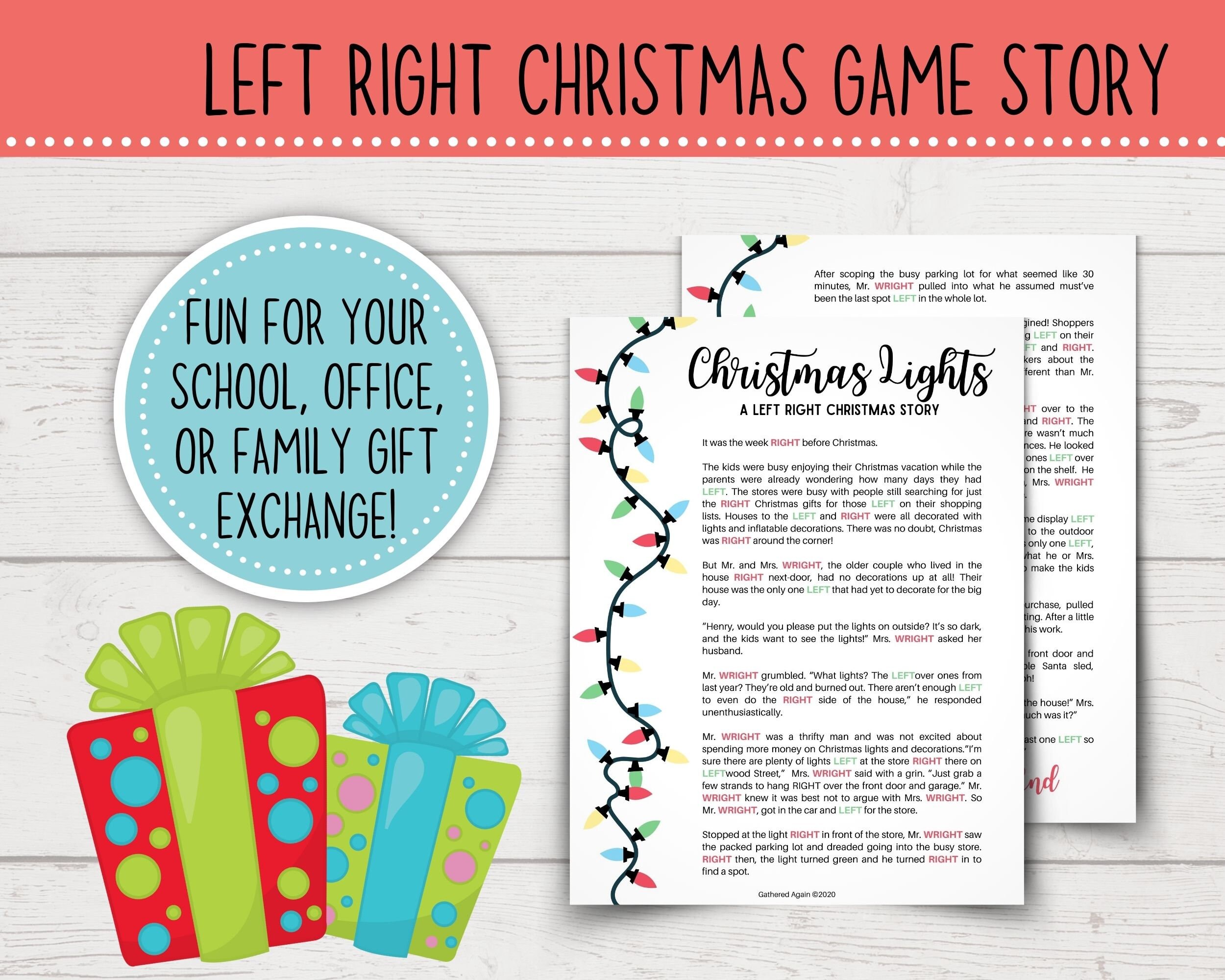 Left Right Christmas Game Funny Christmas Left Right Story - Etsy
