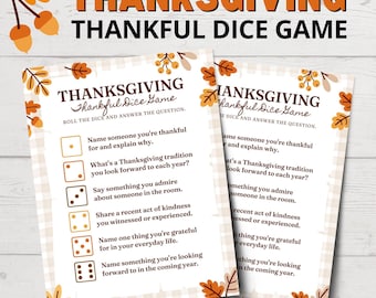 Thanksgiving Thankful Dice Game | Thanksgiving Dice Game | Thanksgiving Games for Kids | Thanksgiving Party Games | Thankfulness Activity