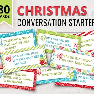Christmas Conversation Starters | Christmas Ice Breaker Questions | Christmas Dinner Table Topics | Printable Conversation Starters for Kids