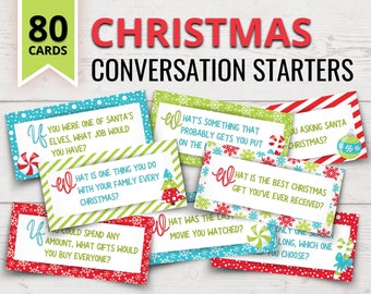 Christmas Conversation Starters | Christmas Ice Breaker Questions | Christmas Dinner Table Topics | Printable Conversation Starters for Kids