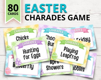 Easter Charades Game | Printable Spring Charades Cards | Easter Party Games for Kids | Easter Charades Word List | Sunday School Games