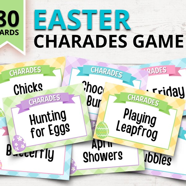 Easter Charades Game | Printable Spring Charades Cards | Easter Party Games for Kids | Easter Charades Word List | Sunday School Games