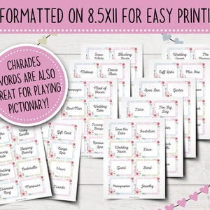Bridal Shower Charades Game | Wedding Charades Cards | Printable Bridal ...