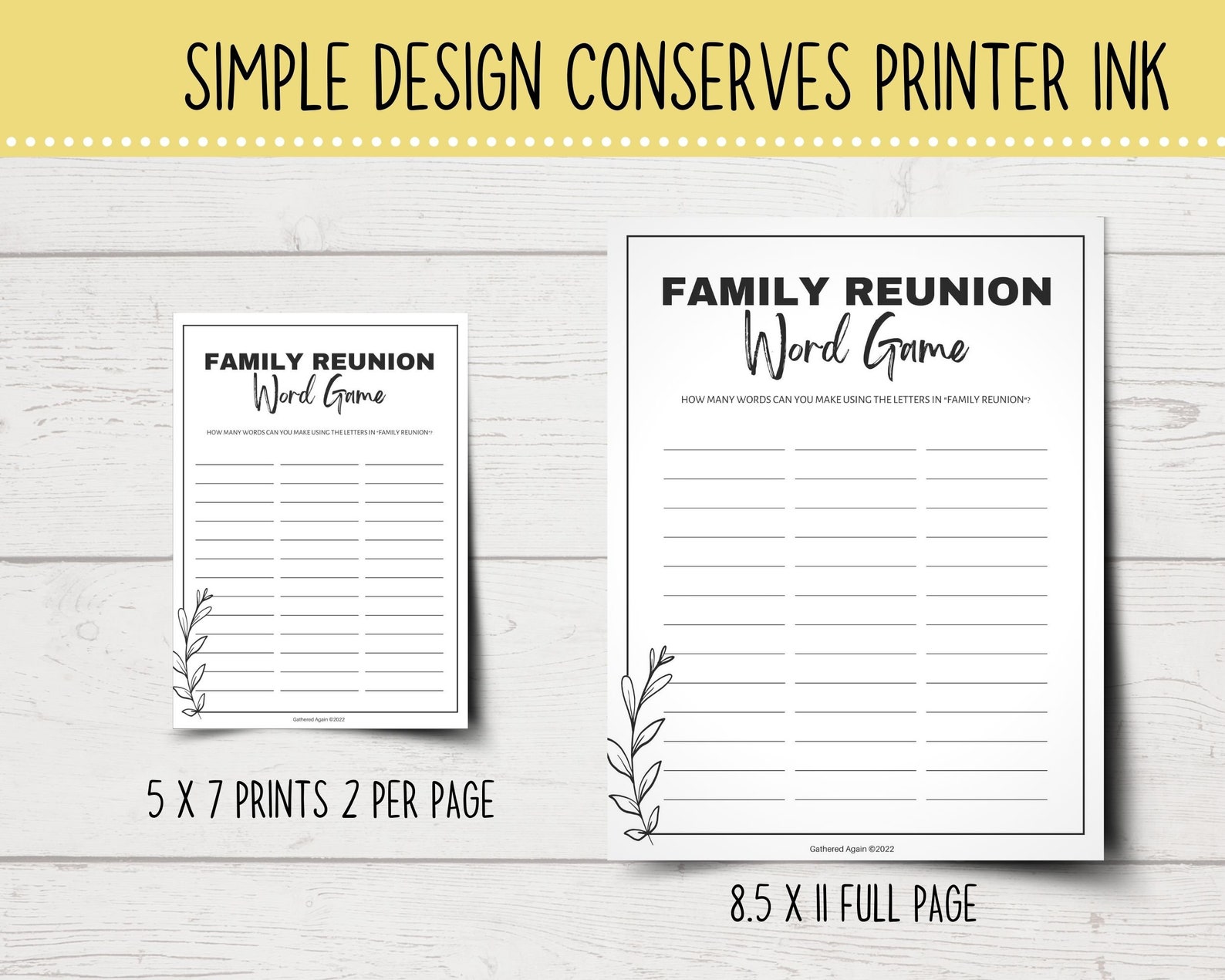 Family Reunion Word Games Printable