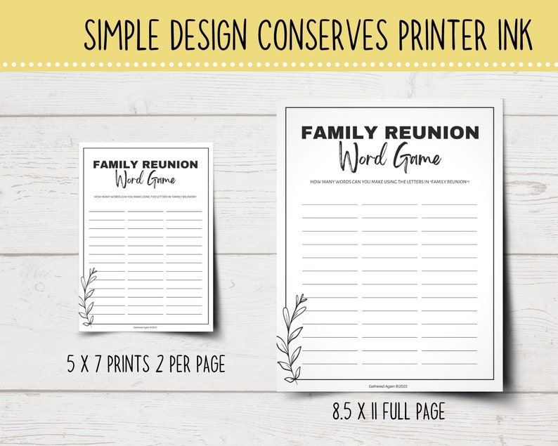 Printable Family Reunion Word Game Printable Family Reunion Games ...