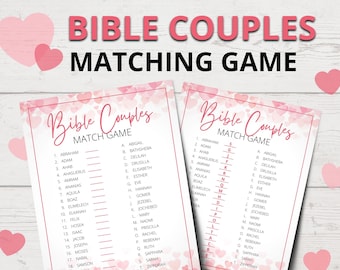 Bible Couples Match Game | Bible Couples Quiz | Bible Trivia Quiz | Printable Bible Games | Christian Valentine's Day | Bridal Shower Game