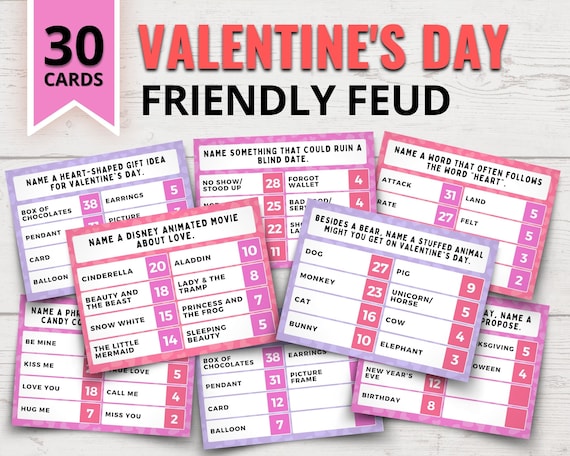 Printable Valentine's Day Feud Game | Valentine's Day Family Feud-Style Questions | Funny Valentine's Day Party Games | Galentine's Day Game