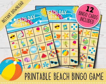 Printable Beach Bingo Game | Beach Day Bingo for Kids | Printable Beach Scavenger Hunt Bingo for Kids | Printable Beach Games for Kids