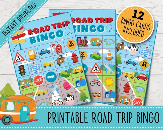 printable road trip bingo game road trip bingo for kids etsy australia