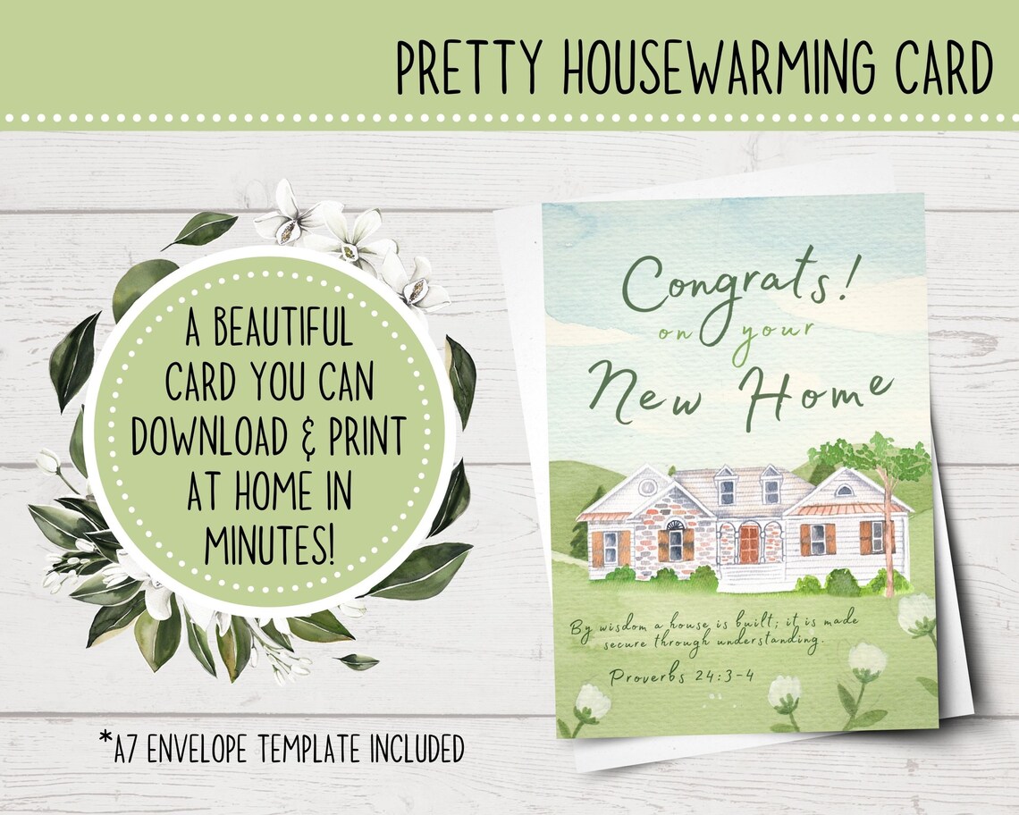 Printable Housewarming Card Christian Housewarming Card Etsy