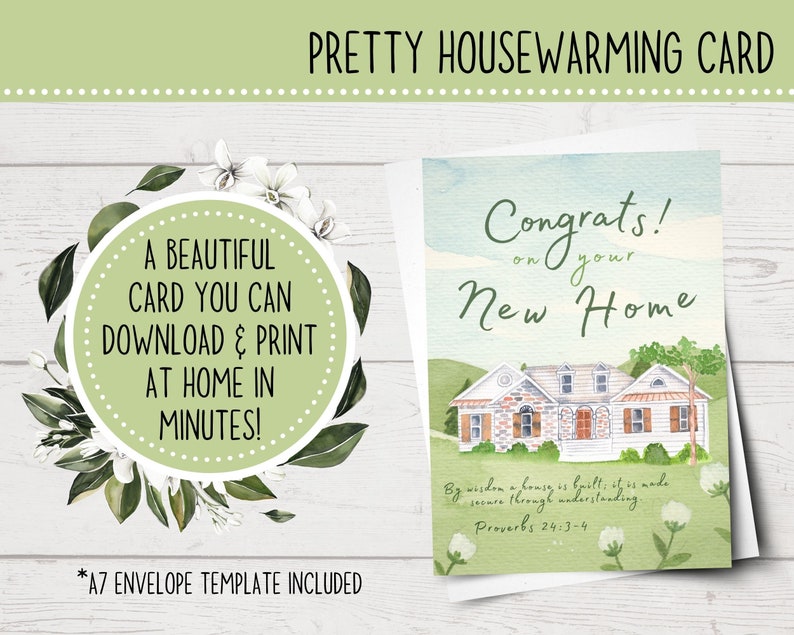 Printable Housewarming Card | Christian Housewarming Card | Printable ...