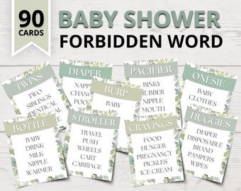 Baby Shower Forbidden Words Party Game | Nature Baby Shower Word Game | Printable Baby Shower Party Games | Funny Baby Shower Games