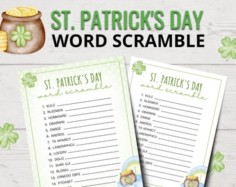 St. Patrick's Day Word Scramble | Printable St. Patrick's Day Party Games | St. Patrick's Day Games for Kids | Irish Word Scramble Game