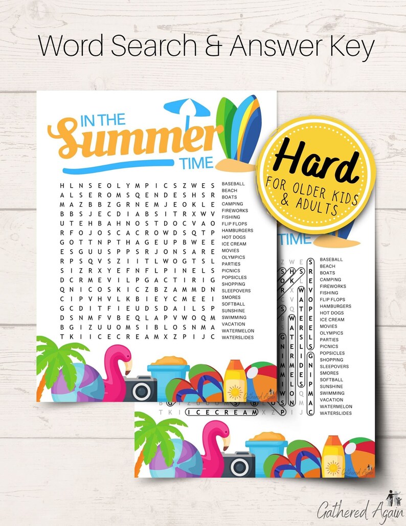 Summertime Word Searches for Kids Word Puzzles Games for Kids Printable ...