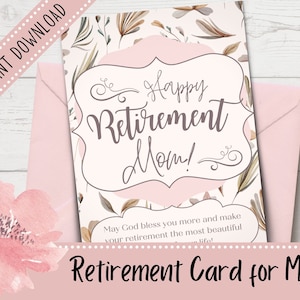 Tarjeta de jubilación feliz imprimible para mamá / Tarjeta de jubilación hermosa y sofisticada para mujeres / Plantilla de sobre incluida