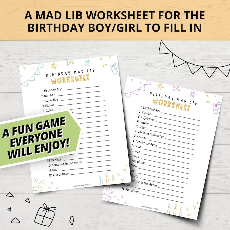 Birthday Mad Lib Left Right Story | Birthday Left Right Game | Pass the ...