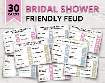 Bridal Shower Friendly Feud Game | Bridal Shower Family Feud Style Game | Bridal Shower Feud |  Wedding Friendly Feud | Bridal Shower Games