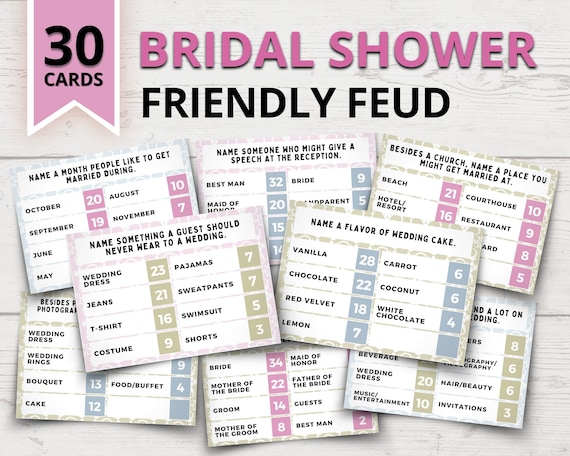 Bridal Shower Friendly Feud Game | Bridal Shower Family Party Game | Bridal Shower Feud |  Wedding Friendly Feud | Bridal Shower Games