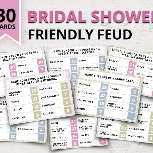 Bridal Shower Friendly Feud Game | Bridal Shower Family Feud Style Game | Bridal Shower Feud |  Wedding Friendly Feud | Bridal Shower Games