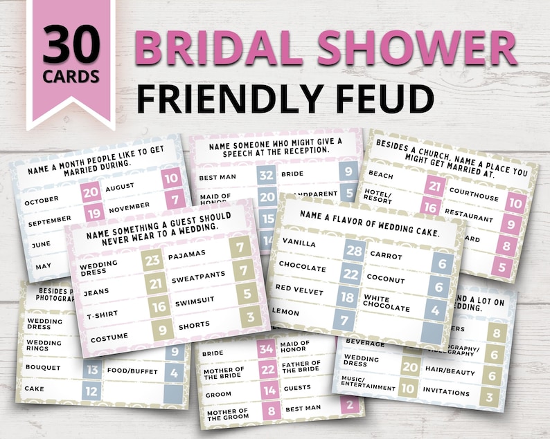 Bridal Shower Friendly Feud Game | Bridal Shower Family Party Game | Bridal Shower Feud | Wedding Friendly Feud | Bridal Shower Games image 1