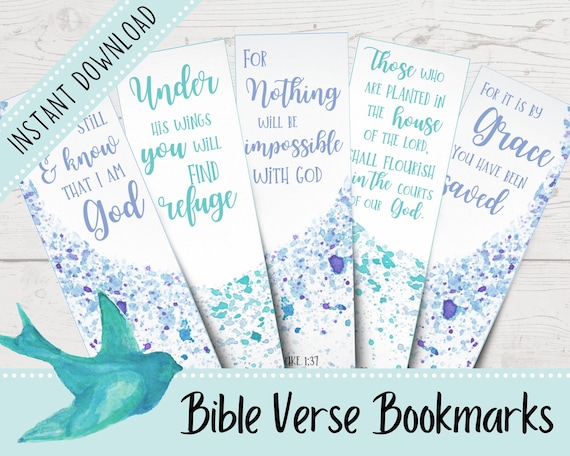 PRINTABLE Bible Verses Bookmarks Watercolor Art Scripture | Etsy