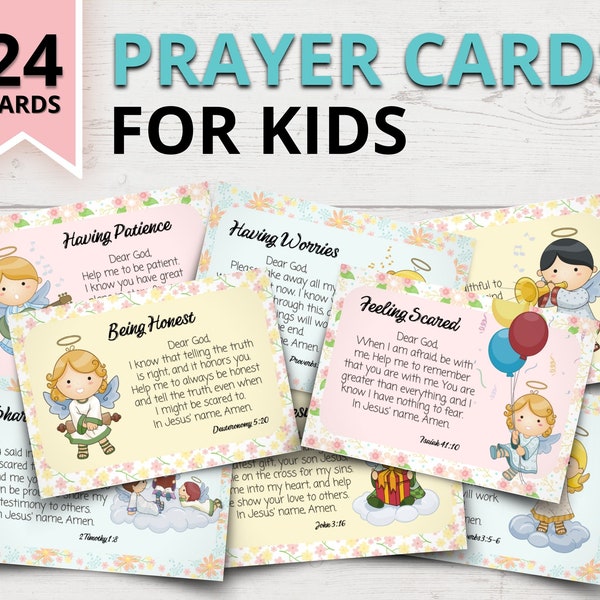 Printable Prayer Cards for Kids | Morning Prayers for Kids | Family Devotional | Short Prayers for Children | Teach Kids to Pray Cards